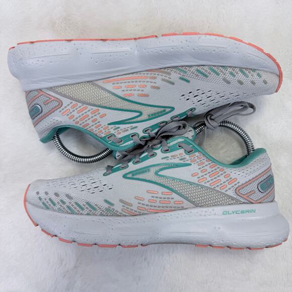 Brooks Glycerin 20 Oyster Latigo Bay Coral Womens Running Shoes Size 8.5 - Picture 6 of 10